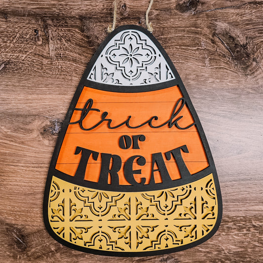 Trick or Treat Candy Corn Door Hanger