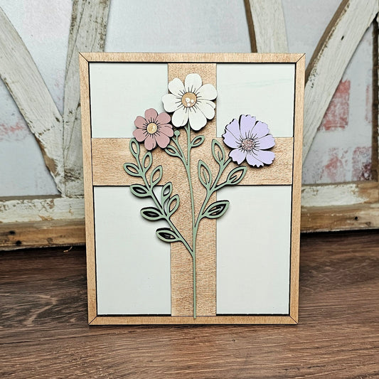 DIY Floral Cross Mini Sign