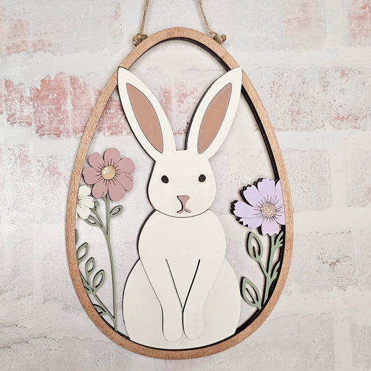 DIY Floral Bunny Egg Door Hanger