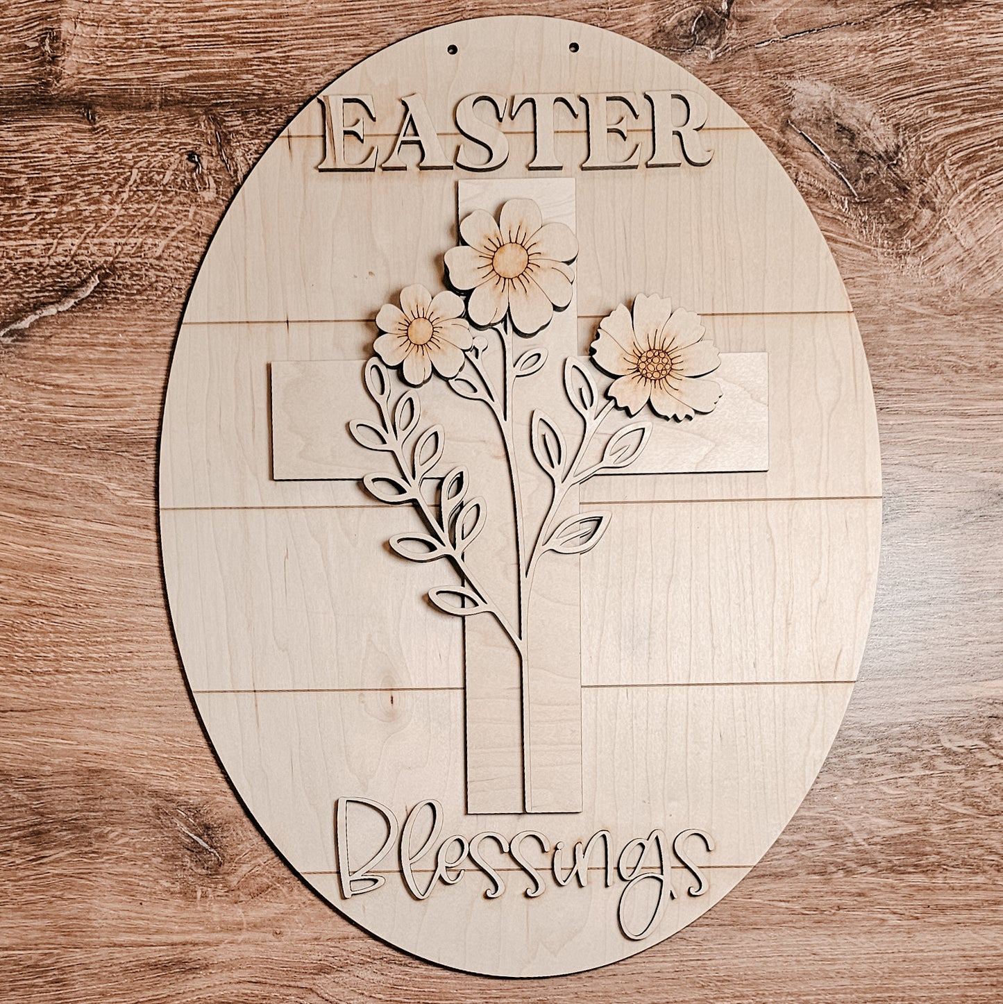 DIY Easter Blessings Floral Cross Door Hanger