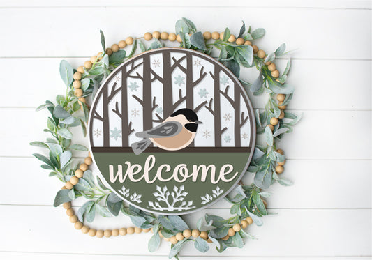 Chickadee Bird Welcome Round