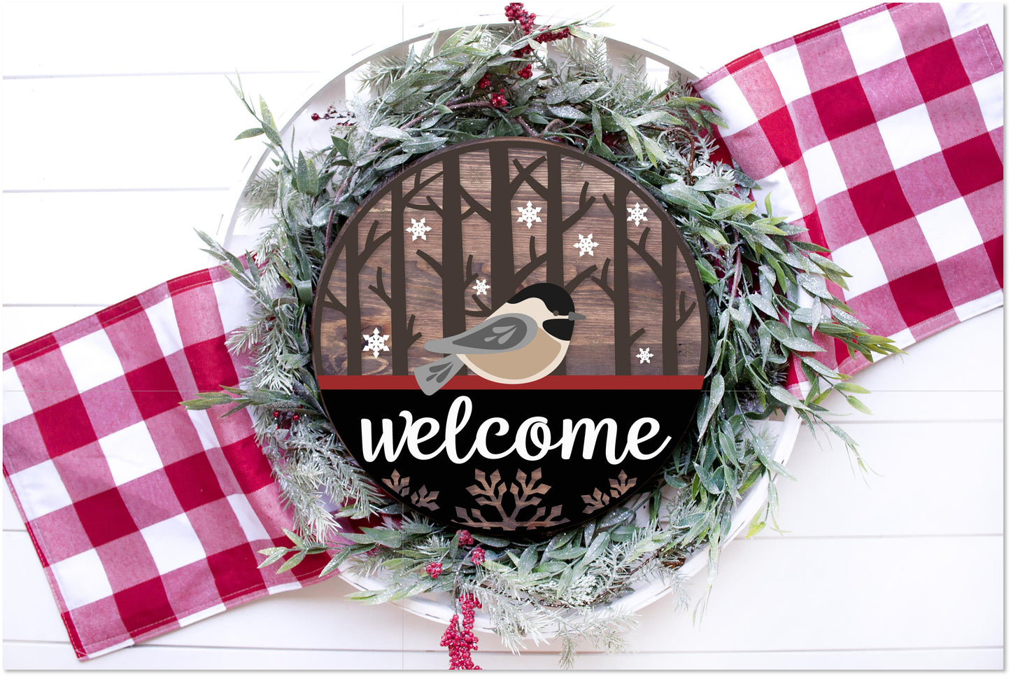 Chickadee Bird Welcome Round