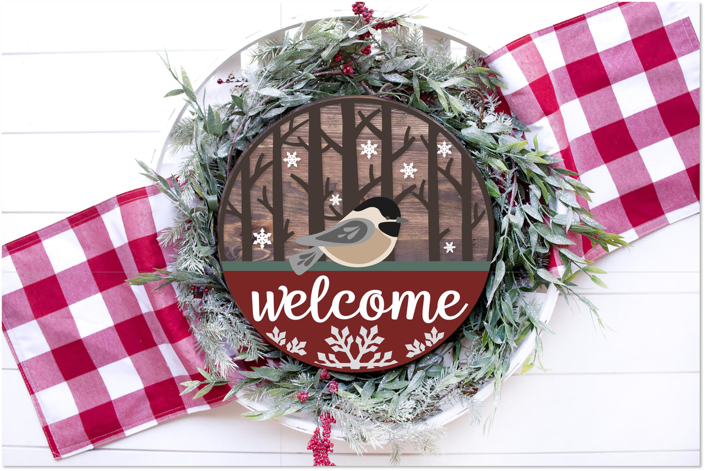 Chickadee Bird Welcome Round