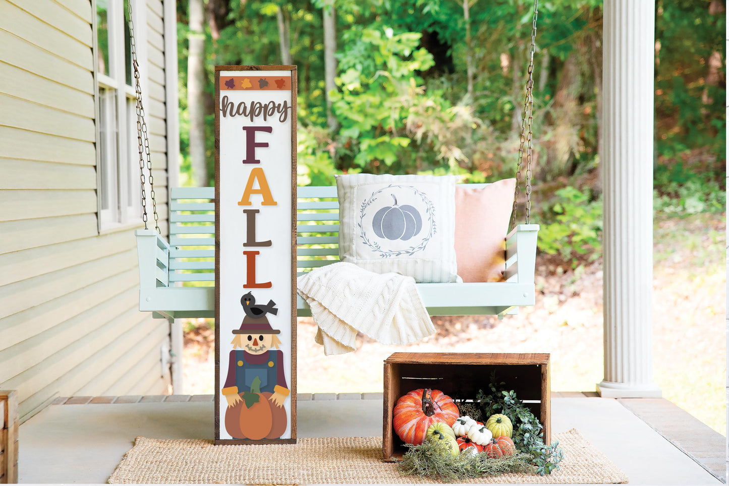 Happy Fall Scarecrow Porch Leaner