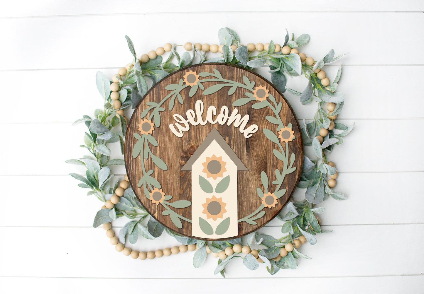 Welcome Sunflower Birdhouse Round