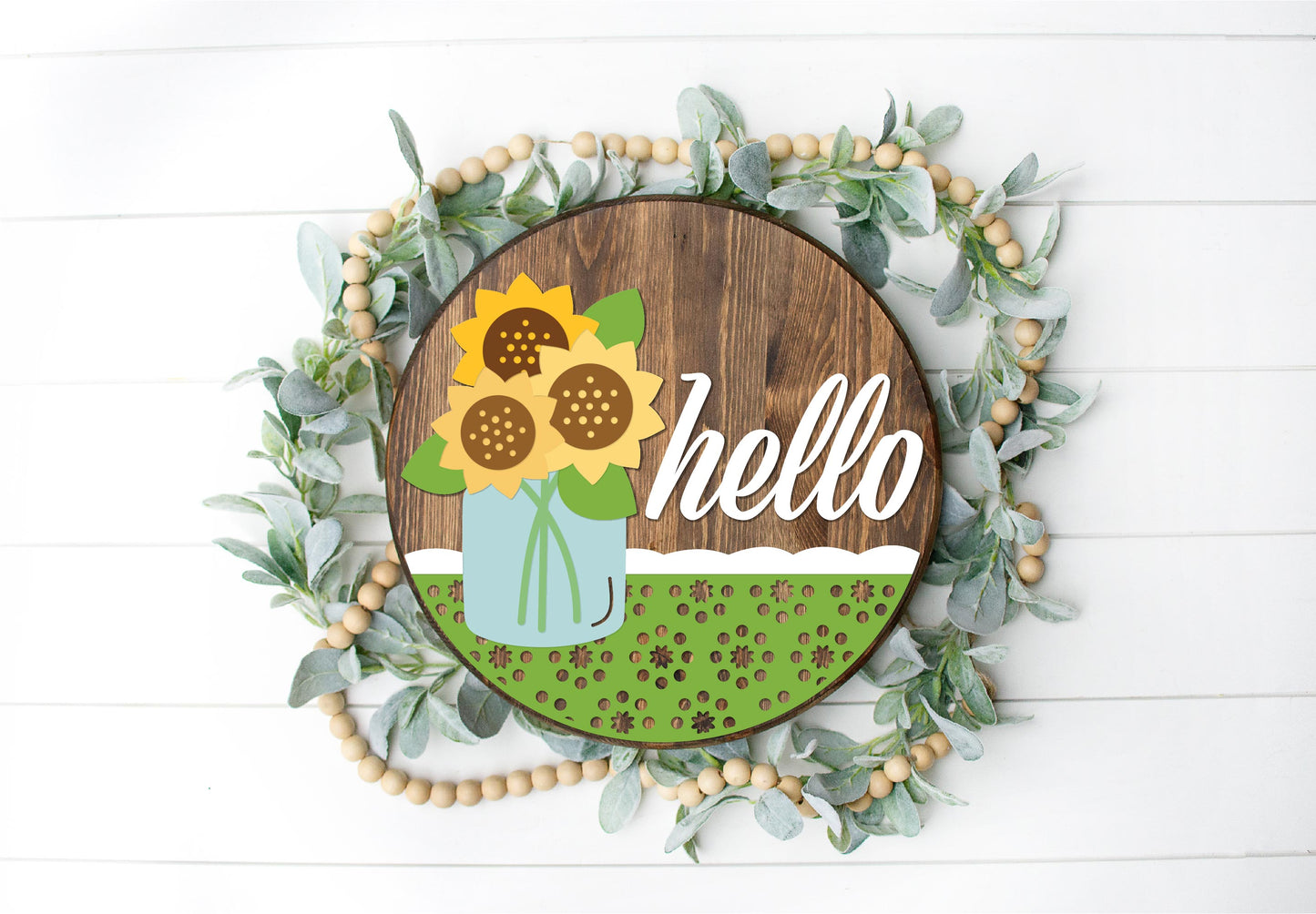 Hello Sunflower Vase Round