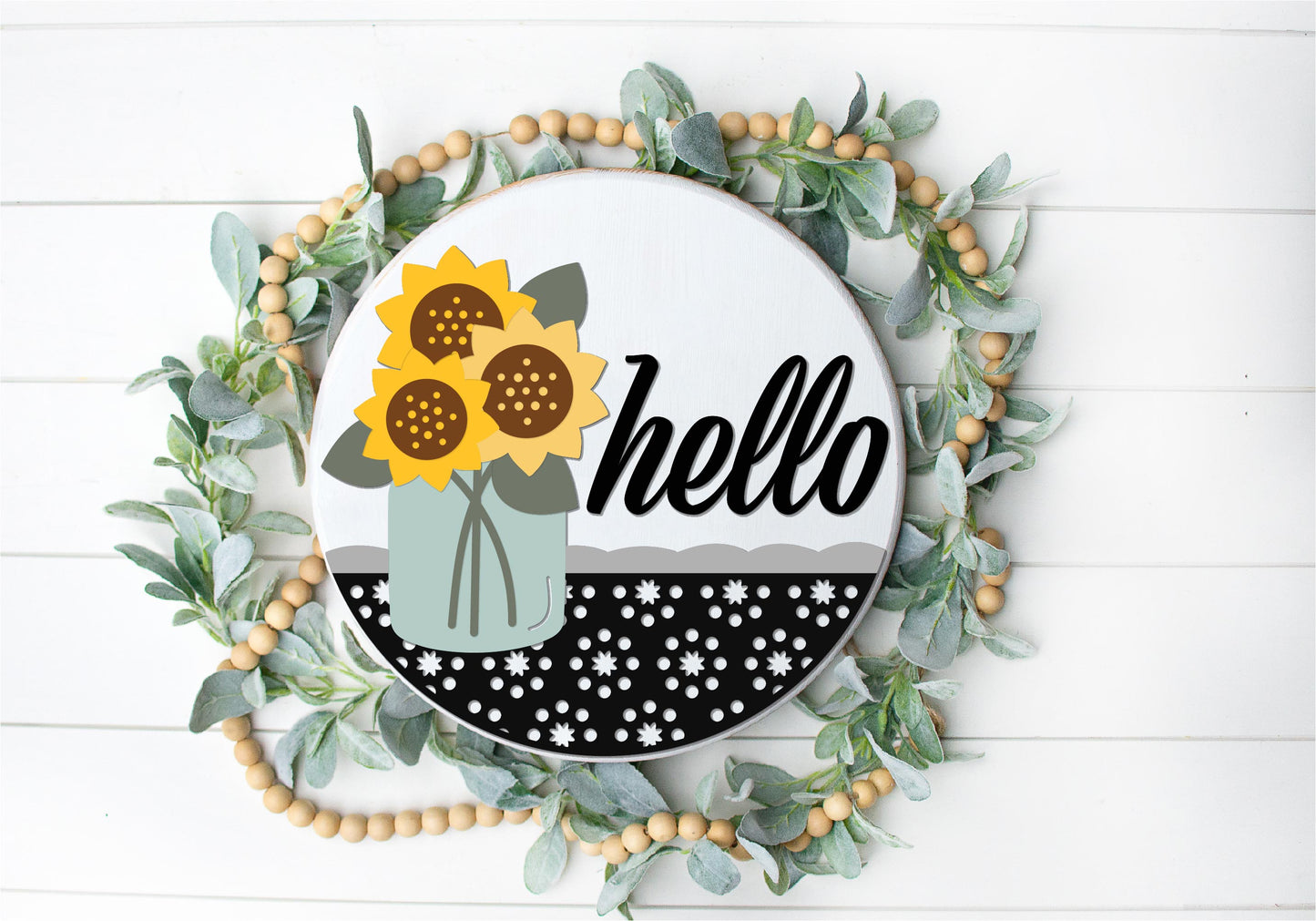 Hello Sunflower Vase Round