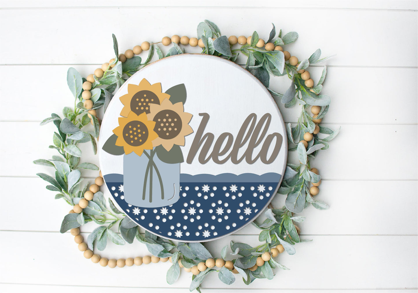 Hello Sunflower Vase Round