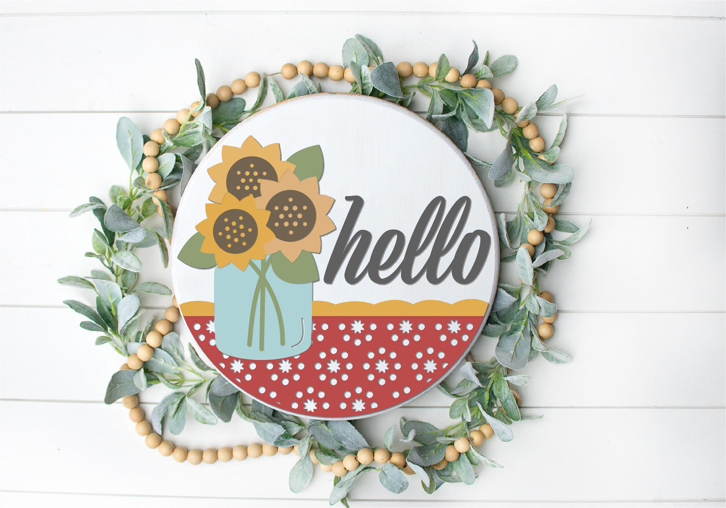 Hello Sunflower Vase Round
