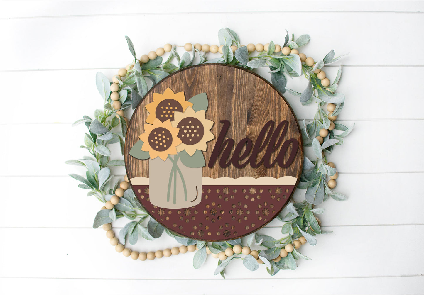 Hello Sunflower Vase Round