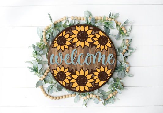 Welcome Sunflower Trio Round