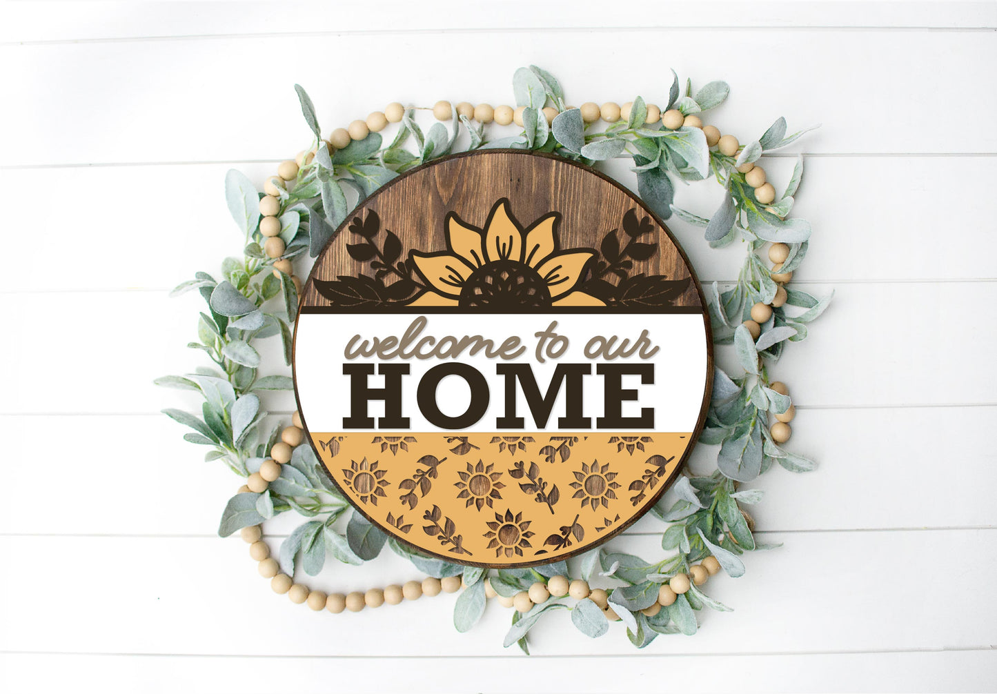 Welcome To Our Home Sunflower Round