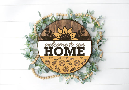 Welcome To Our Home Sunflower Round