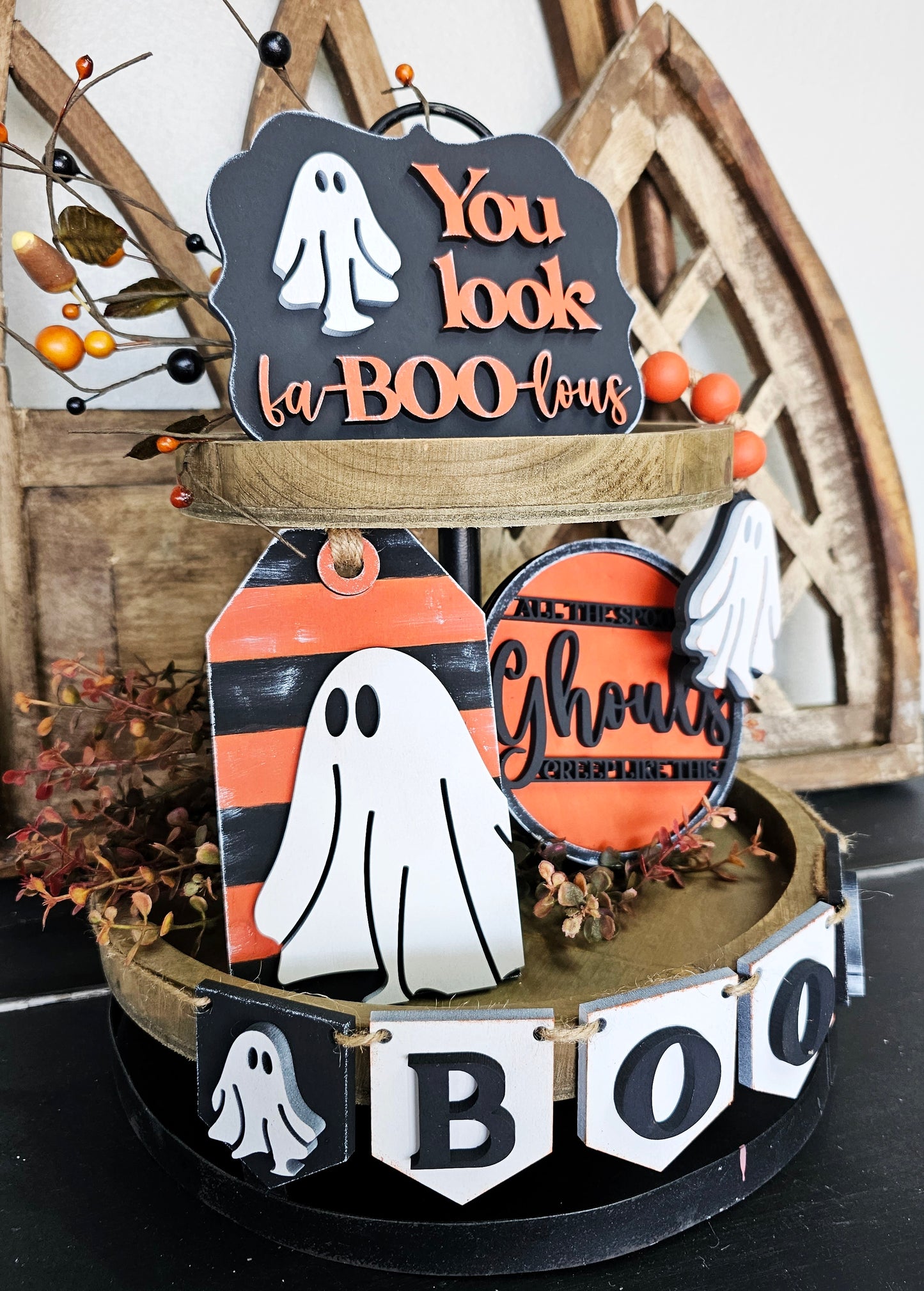 Boo Ghost Tiered Tray Set