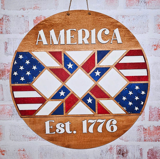 Patriotic Barn Quilt Round