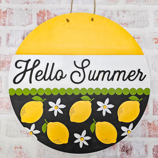 Hello Summer Lemon Door Hanger