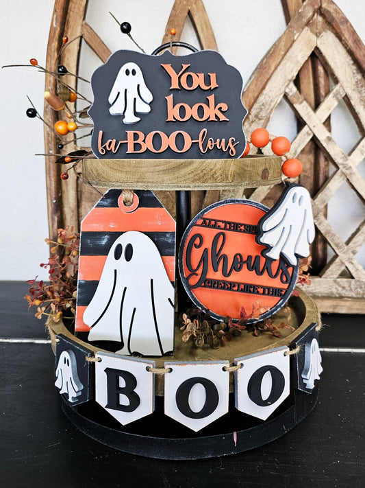 Boo Ghost Tiered Tray Set