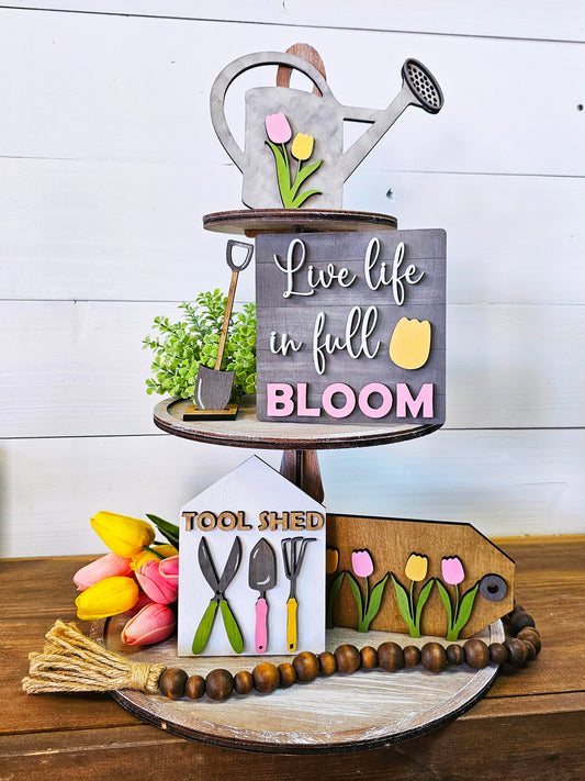 DIY Spring Bloom Tiered Tray Set