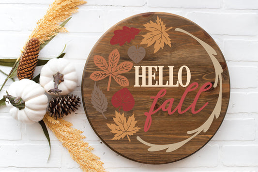 Hello Fall Leaf Round