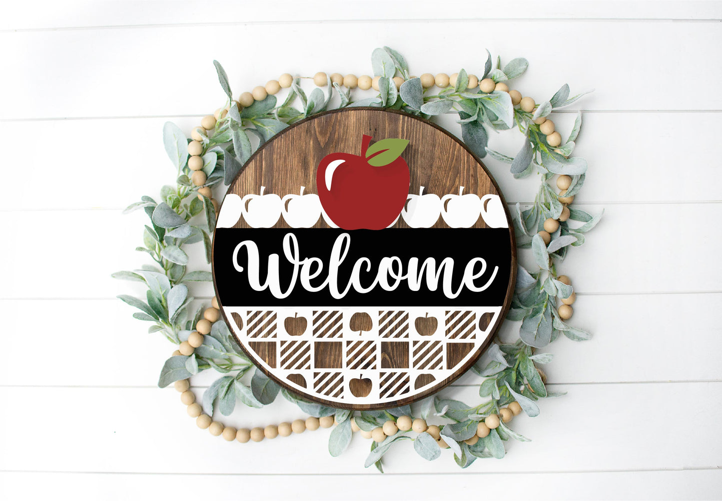 Welcome Plaid Apple Round