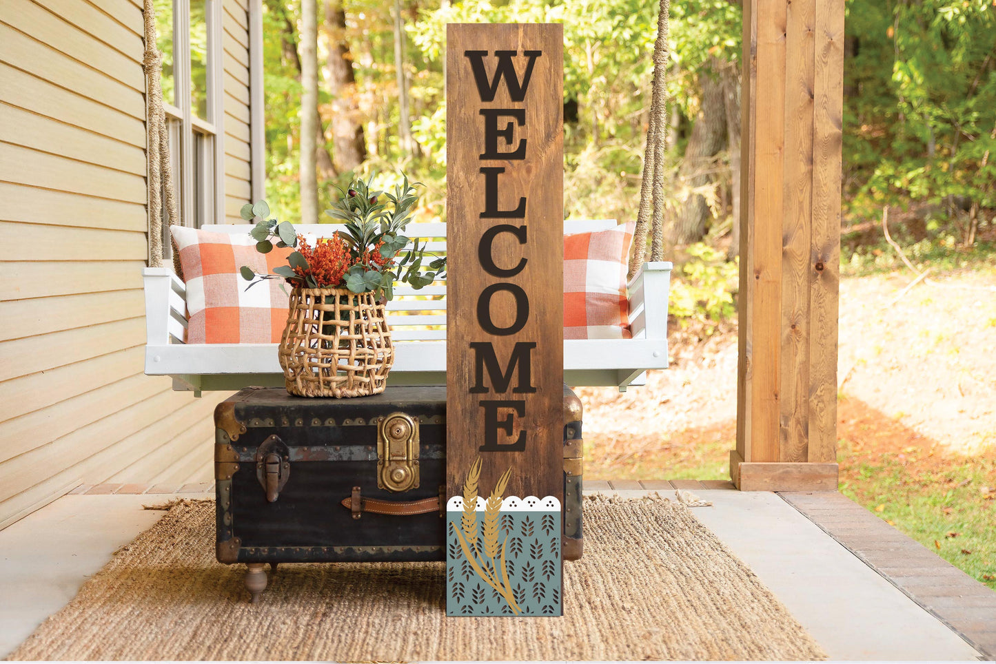 Wheat Welcome Porch Leaner