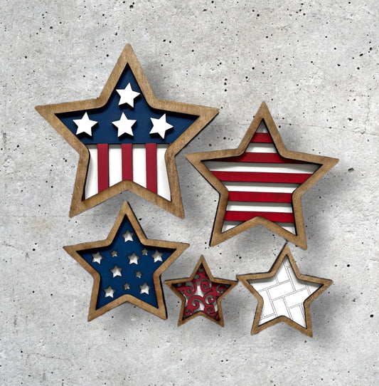 Patriotic Stars Shelf Sitter Set