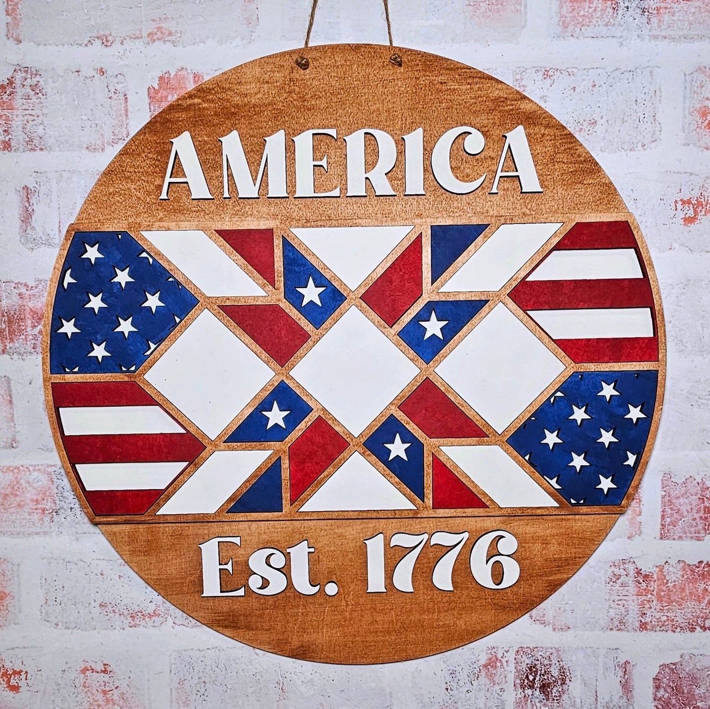 Patriotic Barn Quilt Round