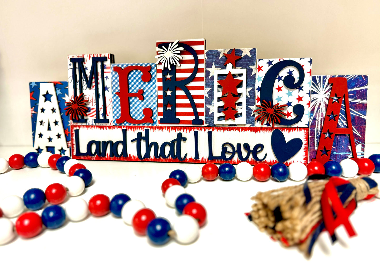 America Block Letter Shelf Sitter