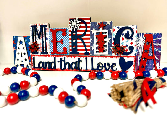 America Block Letter Shelf Sitter